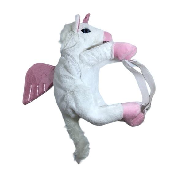 Funzone Unicorn Backpack NWT Pegasus White Pink Stuffed Plush 19” Sparkly Bag - Picture 9 of 10